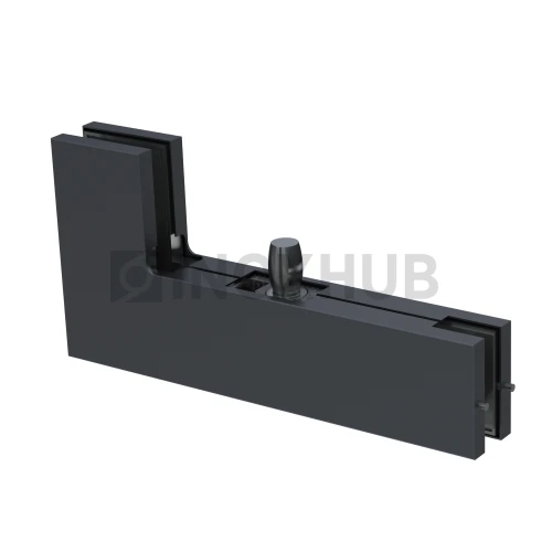 Фитинг угловой (140 BLC) на фрамугу с осью, стекло 10-12 мм, Черный мат