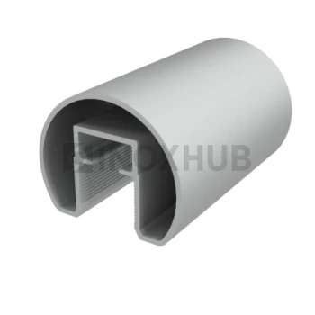 Поручень с пазом для светодиодной ленты, Ø43 мм, под стекло 16 мм, L=6000, Анодированный алюминий