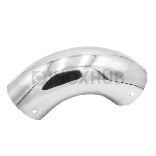 Отвод пластик. и дерев. поручня на 90°, 4 отв. под саморезы, Ø49.0×1.5 мм, AISI 304, GRIT 600