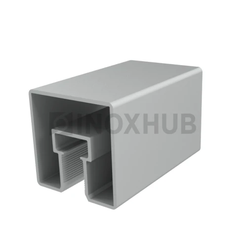 Поручень с пазом для светодиодной ленты, 40.0×40.0 мм, под стекло 10 мм, L=6000 мм, Анодированный алюминий