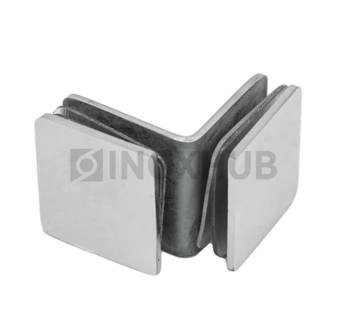 Коннектор (735 PSS) стекло-стекло 90° (без фаски), нерж. сталь полированная