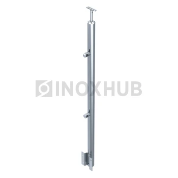 Стойка ограждения в сборе круглая с боковым креплением, 2 ригеледержателя, Ø38.1×900 мм, AISI 304, GRIT 600