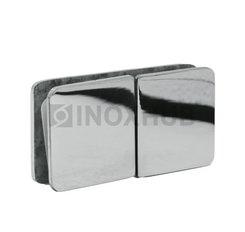 Коннектор (734 PSS) стекло-стекло 180° (без фаски), нерж. сталь полированная