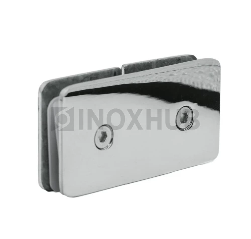 Коннектор (734 PSS) стекло-стекло 180° (без фаски), нерж. сталь полированная