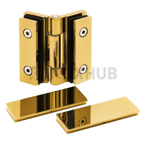 Петля (515 Gold) стекло-стекло, без реза уплотнителя, с декоративными крышками, под Золото