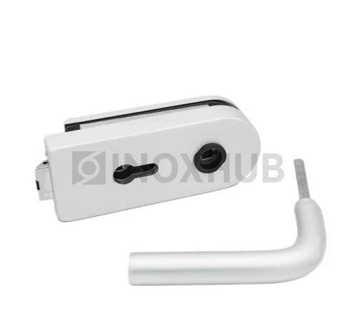 Замок (86-1 AL) с нажимной ручкой, притвором, без отв. части, Анодированный алюминий