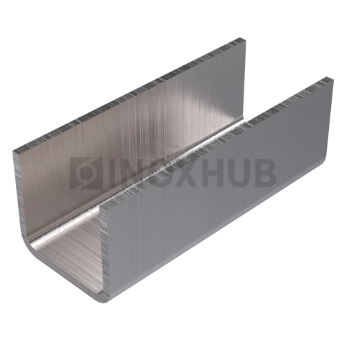 Профиль (П-16-3000 SSS) П-образный, 19.7×18.5 мм L=3000, стекло 16.0 мм, AISI 304 GRIT 320