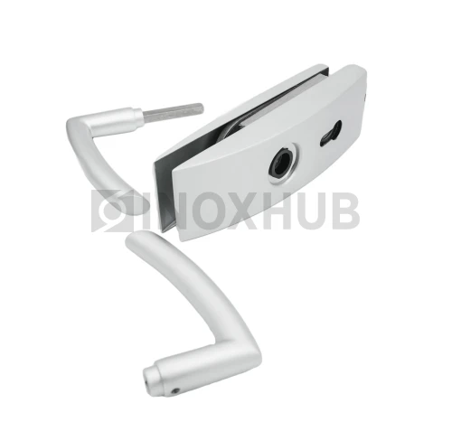 Замок (87-1 AL) с нажимной ручкой, притвором, без отв. части, Анодированный алюминий