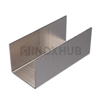 Профиль (П-20-3000 SSS) П-образный 21.0×21.5(вн)×21.0, L=3000 мм, стекло 20.0 мм, AISI 304 GRIT 320