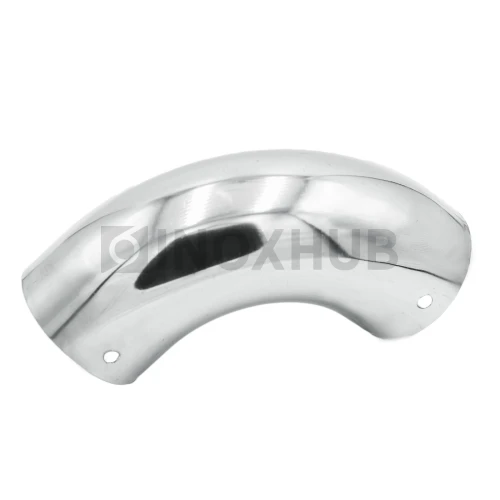 Отвод пластик. и дерев. поручня на 90°, 4 отв. под саморезы, Ø49.0×1.5 мм, AISI 304, GRIT 600