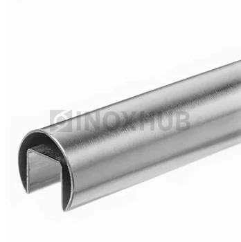 Труба с пазом 24×24 мм, круглая Ø48.3×1.5×6000 мм, AISI 304, ASTM A554, GRIT 320