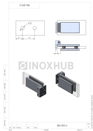 Петля (85-4 AL) на коробку (межосевое 45 мм), Анодированный алюминий