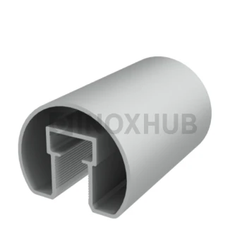 Поручень с пазом для светодиодной ленты, Ø43 мм, под стекло 12 мм, L=6000, Анодированный алюминий