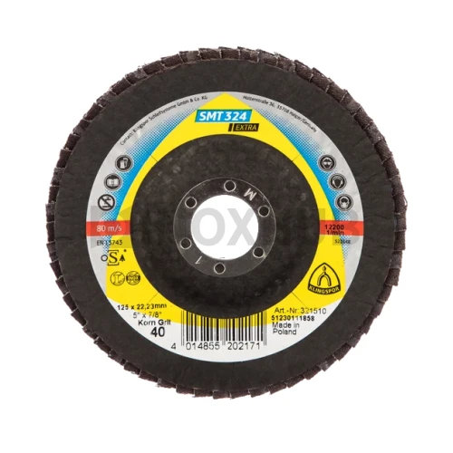 Шлифовальный диск лепестковый "Klingspor" циркон. TE/EXTRA/SMT324/CS455X/P40/N/GEW, Ø125х22.2 мм