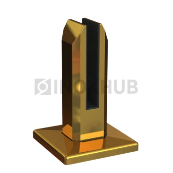 Напольный стеклодержатель литой квадратный 45×50×160 мм, AISI 304, под Золото