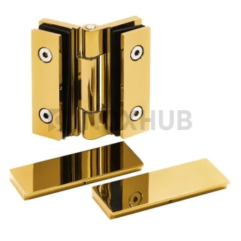 Петля (515 Gold) стекло-стекло, без реза уплотнителя, с декоративными крышками, под Золото