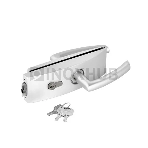 Замок (87-1 AL) с нажимной ручкой, притвором, без отв. части, Анодированный алюминий