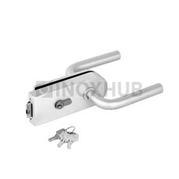 Замок (86-1 AL) с нажимной ручкой, притвором, без отв. части, Анодированный алюминий