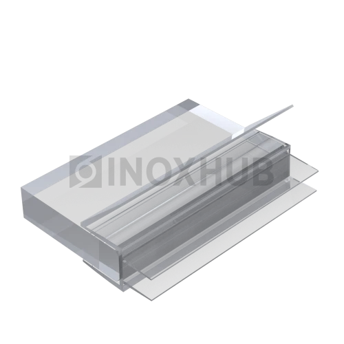 Профиль (206-8 CL) нижний, L=2200, стекло 8.0 мм, ПВХ прозрачный БЕЛЫЙ