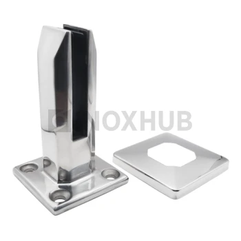 Напольный стеклодержатель литой квадратный 45×50×160 мм, AISI 304, GRIT 600