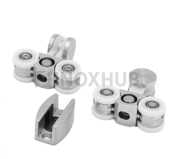 Комплект (613 aura) малый, 2 каретки, 2 стопора, 1 направляющая, нерж. сталь матовая