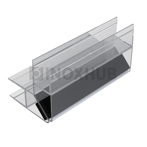 Профиль (210-8 CL) магнит белый 90º/180º, L=3000 (1компл/2шт), стекло 8.0 мм, ПВХ прозрачный БЕЛЫЙ