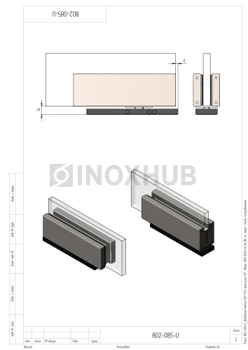 Доводчик-Петля (85 PSS) фиксация 90°, дверь 850-1000 мм до 80 кг, нерж. сталь полированная