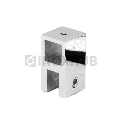 Держатель стекла (184 PSS) сквозной, штанга 15×15 мм, нерж. сталь полированная