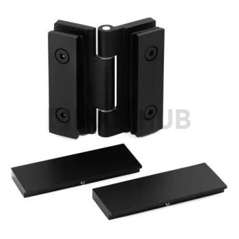 Петля (515 BLC) стекло-стекло, без реза уплотнителя, c декоративными крышками, Черный мат