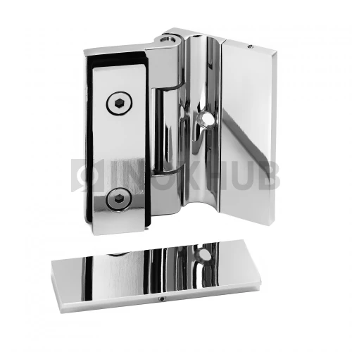 Петля (516 PC) стена-стекло, без реза уплотнителя, с декоративными крышками, полированный хром