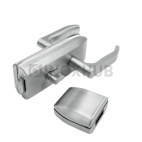 Замок (013-2 SSS) без притвора, с ответной частью на стекло, нерж. сталь матовая