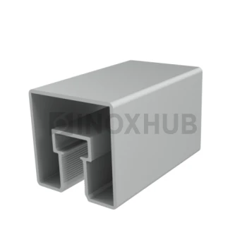 Поручень с пазом для светодиодной ленты, 40.0×40.0 мм, под стекло 10 мм, L=6000 мм, Анодированный алюминий