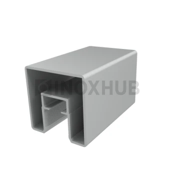 Поручень с пазом для светодиодной ленты, 40.0×40.0 мм, под стекло 16 мм, L=6000 мм, Анодированный алюминий