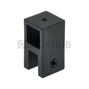 Держатель стекла (184 BLC) сквозной, штанга 15×15 мм, Черный мат