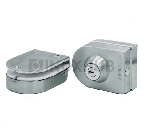 Замок (016-2 SSS) без сверления, с ответной частью на стекло, нерж. сталь матовая