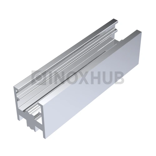 Профиль нижний п-обр. (763 al), L=2200 мм, стекло 8.0 мм, полированный алюминий