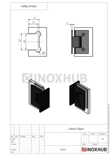 Петля (301 BLC) стена-стекло двустороннее крепление, нерж. сталь Черный мат
