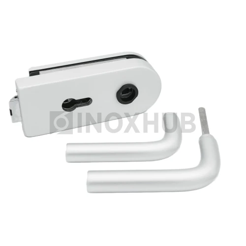 Замок (86-1 AL) с нажимной ручкой, притвором, без отв. части, Анодированный алюминий