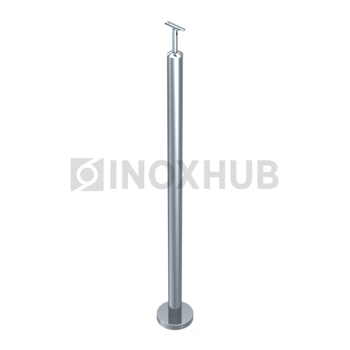 Стойка ограждения в сборе круглая с фланцем и наконечником, Ø38.1×900 мм, AISI 304, GRIT 600