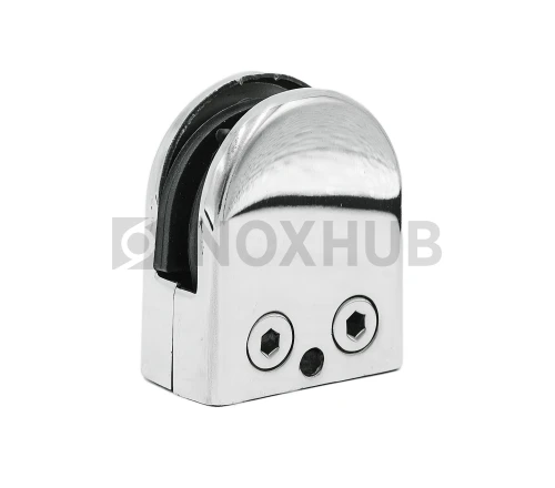 Стеклодержатель штамп. на плоскость полукруглый, стекло 8.0 мм, AISI 304, GRIT 600