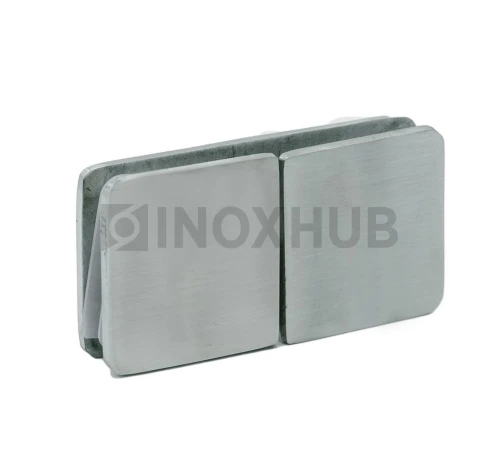 Коннектор (734 SSS) стекло-стекло 180° (без фаски), нерж. сталь матовая