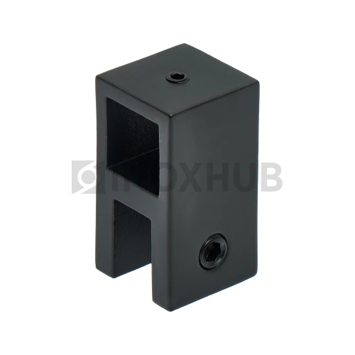 Держатель стекла (184 BLC) сквозной, штанга 15×15 мм, Черный мат