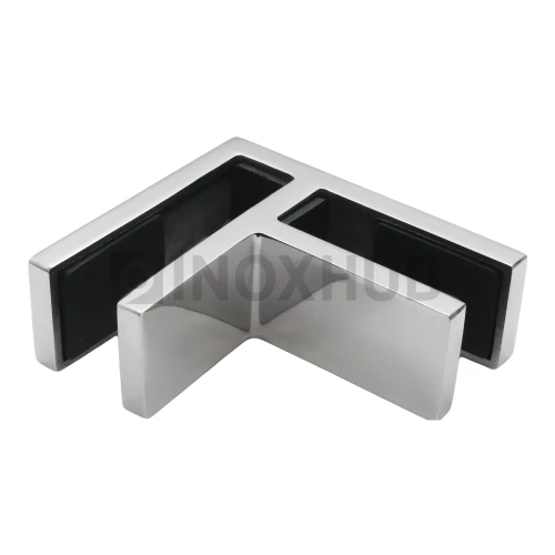 Стеклодержатель под 90º стекло-стекло, стекло 10.0-12.0 мм, AISI 304, GRIT 600