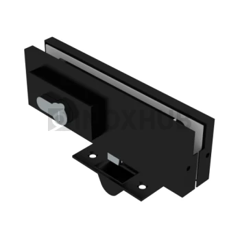 Замок (150R BLC) угловой с круглым ригелем, с ответной частью на стену, Черный мат