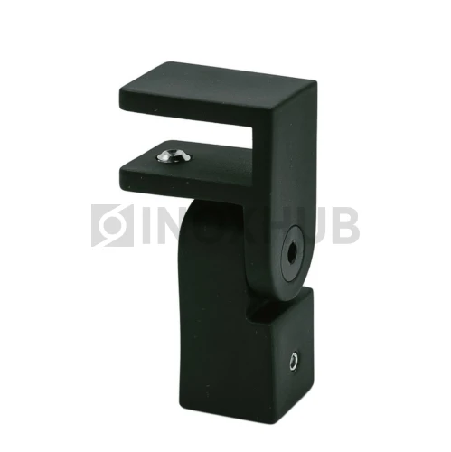 Держатель стекла (189 BLC) поворотный, штанга 15×15 мм, Черный мат