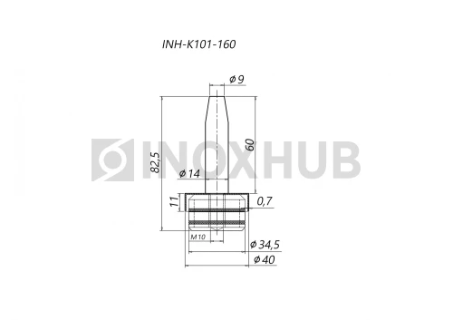 Наконечник штырь с резинками, Ø38.1 мм, AISI 304, GRIT 600