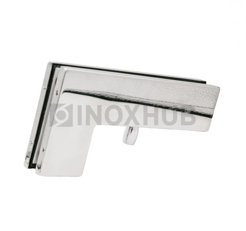 Фитинг угловой (140 PSS) на фрамугу с осью, стекло 10-12 мм, нерж. сталь полированная