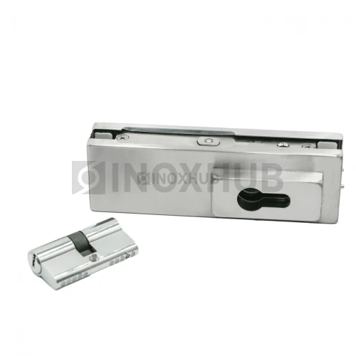 Замок (150R SSS) угловой с круглым ригелем, с ответной частью на стену, нерж. сталь матовая